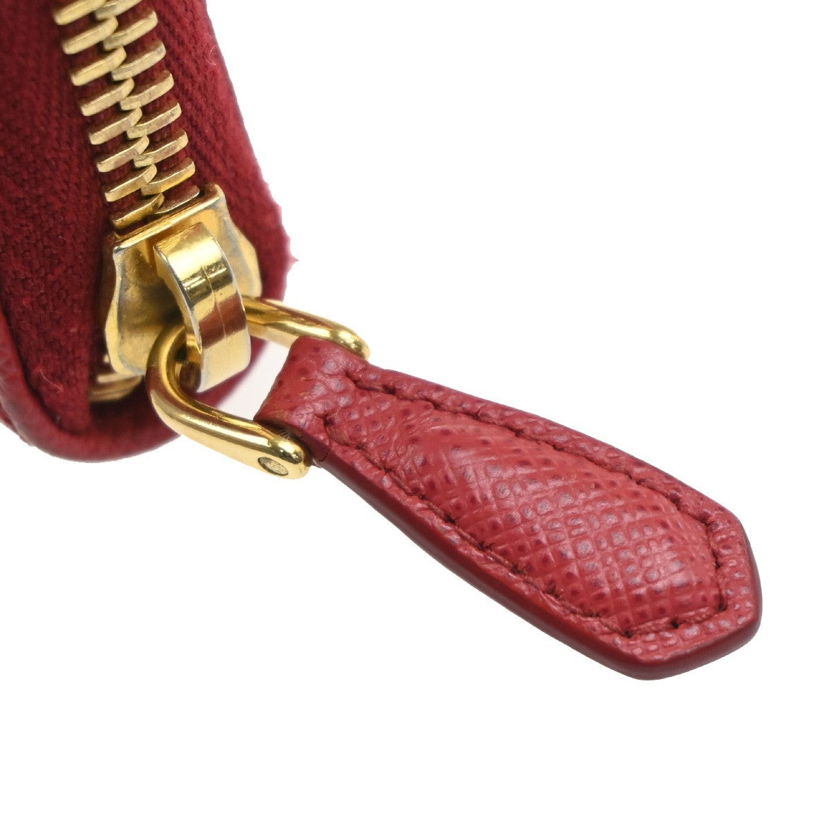 PRADA Zip Around Coin Case Compact Wallet Saffiano Leather Red Italy 37MA483