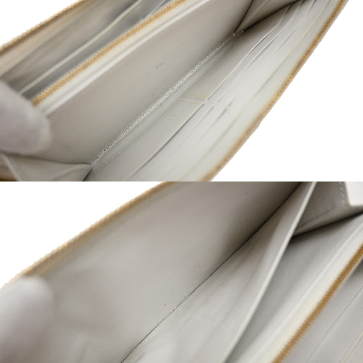 BOTTEGA VENETA Cassette Intrecciato long Wallet Purse Leather White 64EE516