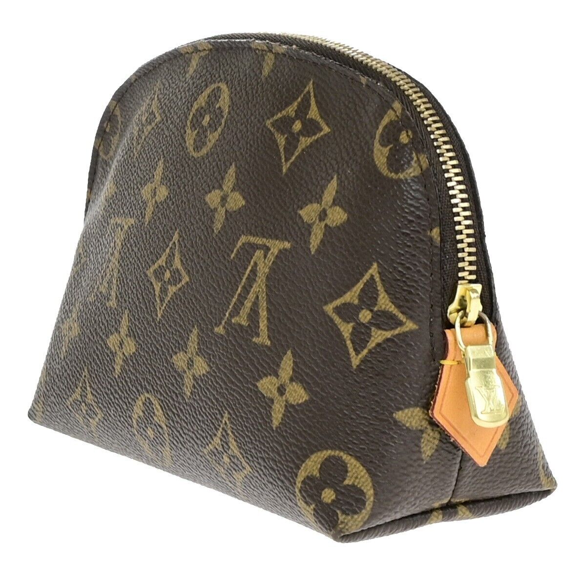 LOUIS VUITTON Pochette Cosmetic Pouch Monogram Leather Brown BN M47515 76EB750