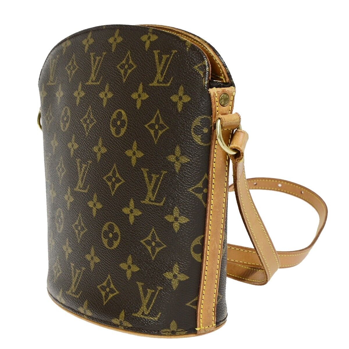 LOUIS VUITTON Logo Drouot Shoulder Bag Monogram Leather Brown M51290 86EB535