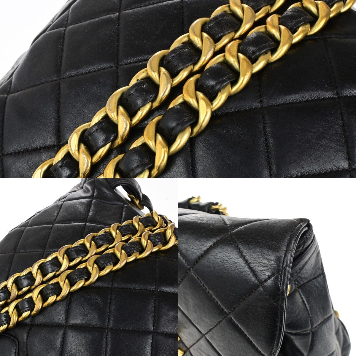 CHANEL CC Logo Matelasse Chain Backpack Bag Leather Black GHW France 317RK756