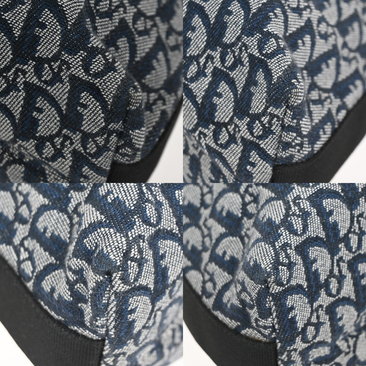 CHRISTIAN DIOR Logo Trotter Pattern shoulder Bag Canvas Leather Navy 93TA658
