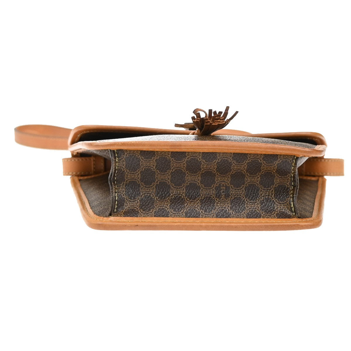 CELINE Logo Macadam Pattern Shoulder Bag PVC Leather Brown GHW Italy 36YH758