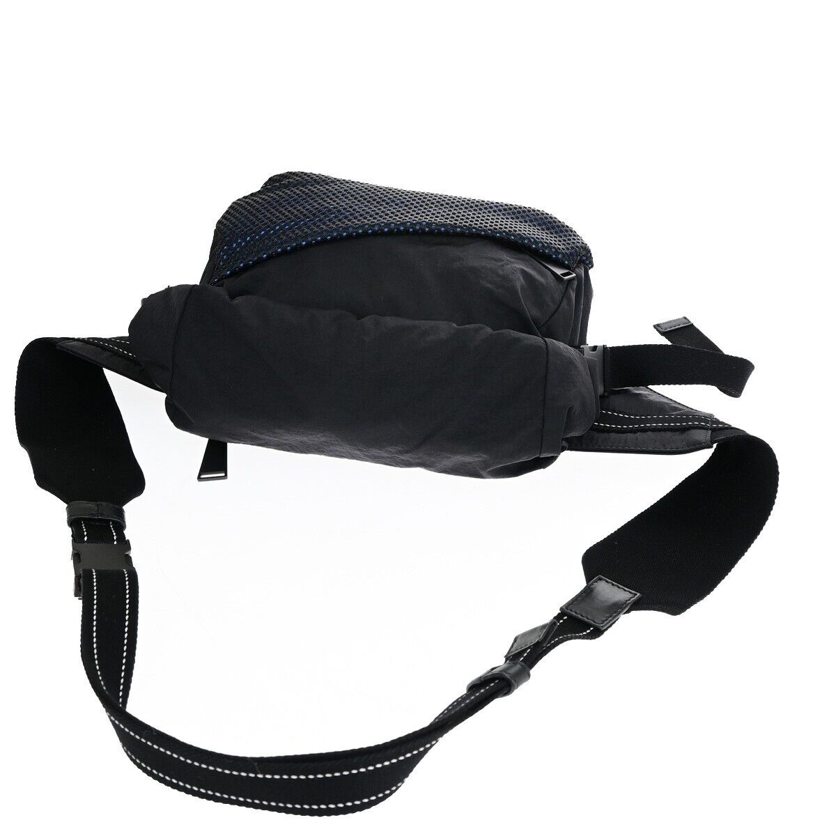 BOTTEGA VENETA Crossbody Belt Body Bag Nylon Black Blue Italy 82EC290