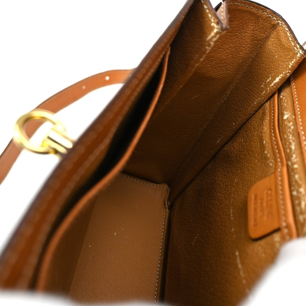 CELINE Macadam pattern Shoulder Bag PVC Leather Brown GHW 38TA402