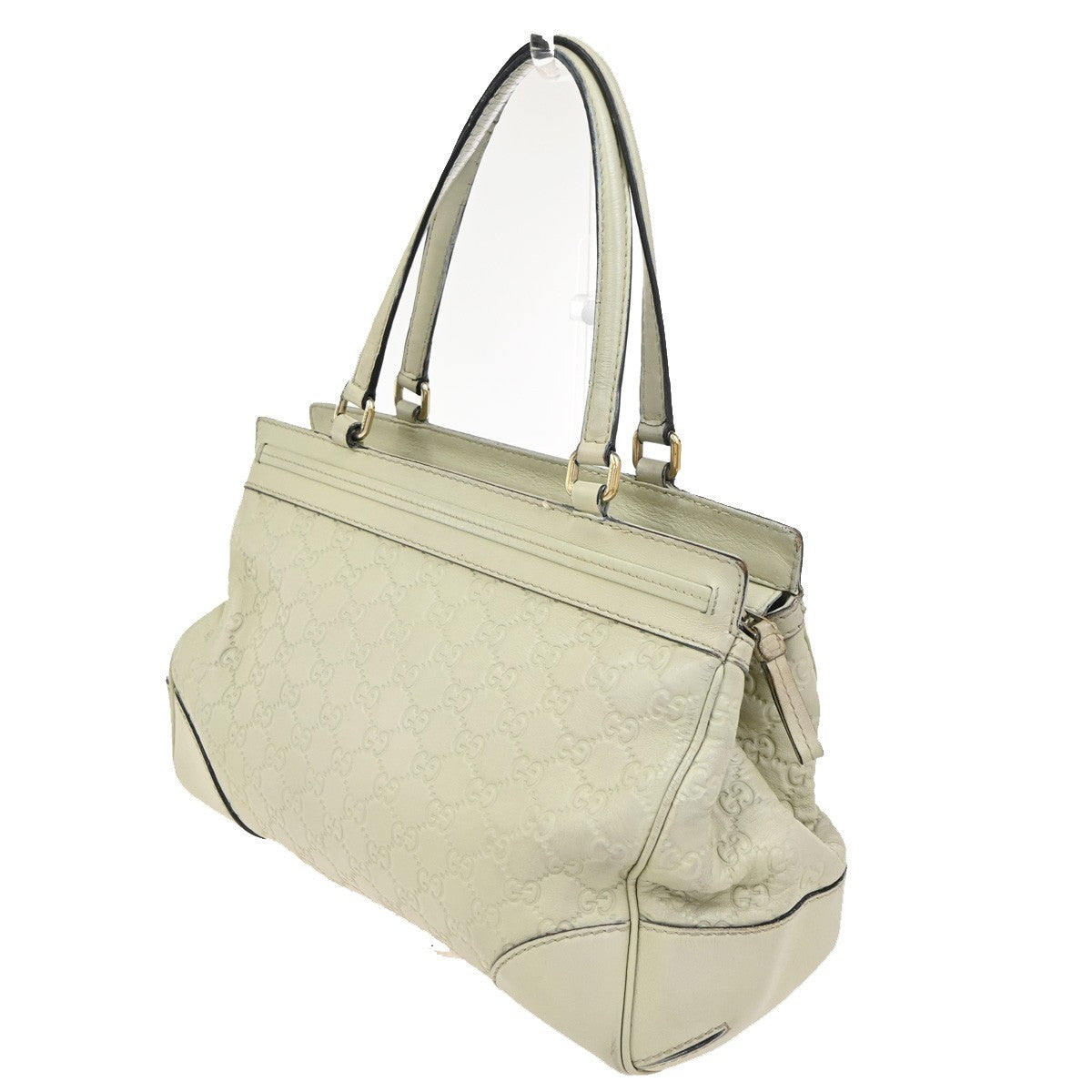 GUCCI GG Guccissima Mayfair Bow Shoulder Hand Bag Leather Italy White 62CA786
