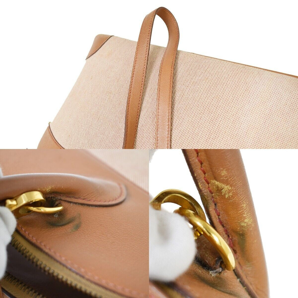 HERMES Bolide 35 Hand Bag Toile H Leather Canvas Brown Made In France 694RG054