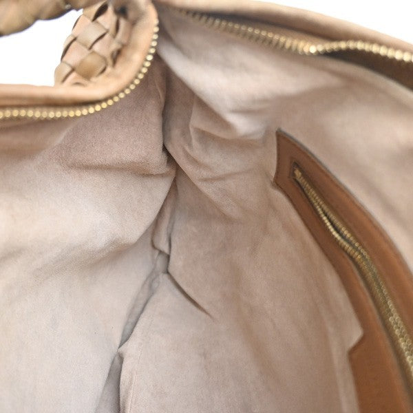 BOTTEGA VENETA Logo Intrecciato Shoulder Hand Bag Leather Beige Italy 59MA502