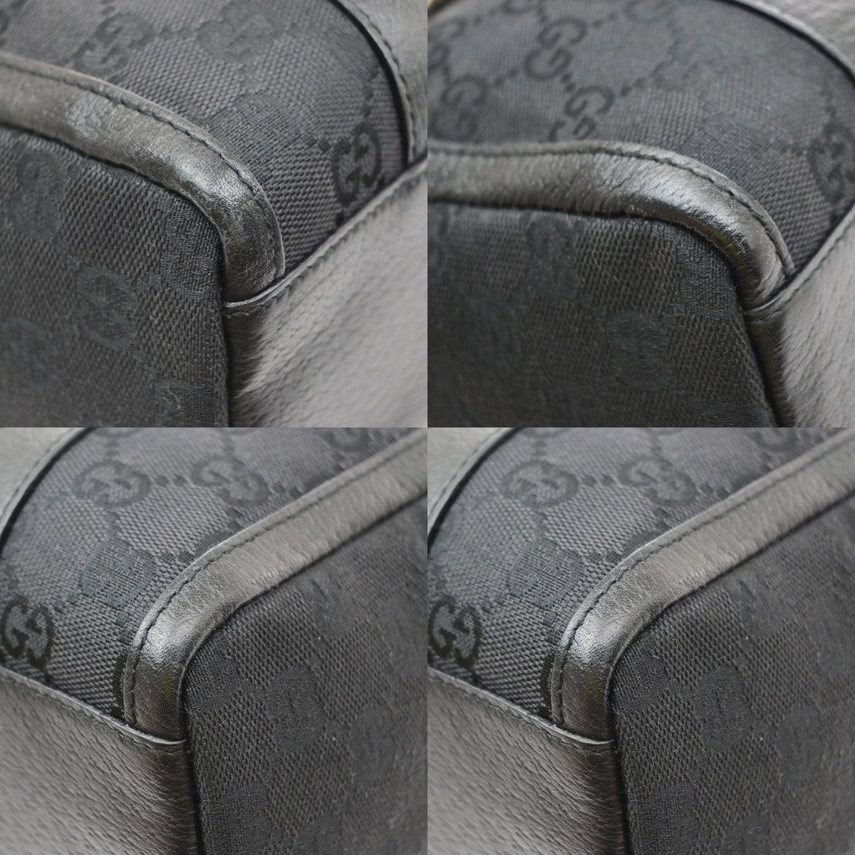 GUCCI Logo GG Pattern Abbey Shoulder Hand Bag Canvas Leather Black Italy 85SA159