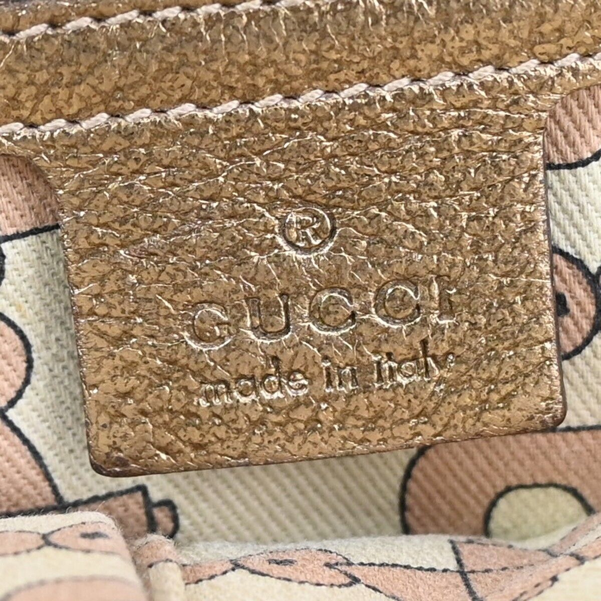 GUCCI GG Pattern Sherry Mini Hand Bag canvas Leather Beige Gold Italy 67DA078