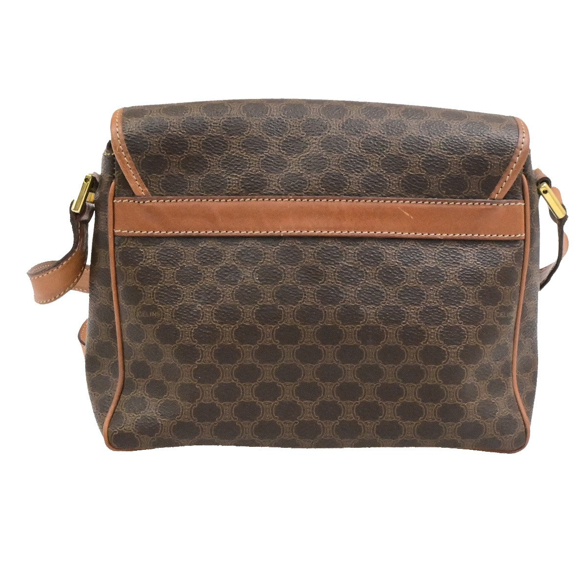 CELINE Logo Macadam Pattern Shoulder Bag PVC Leather Brown GHW Italy 64YH136