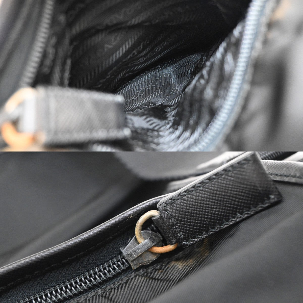 PRADA MILANO Tessuto Messenger Shoulder Bag Nylon Leather Black Silver 87KA852