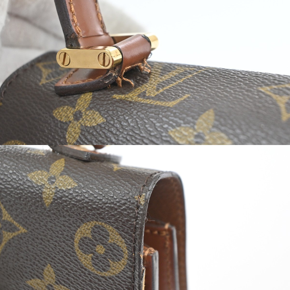 LOUIS VUITTON Concorde Hand Bag Monogram Leather Brown France M51190 70KC476