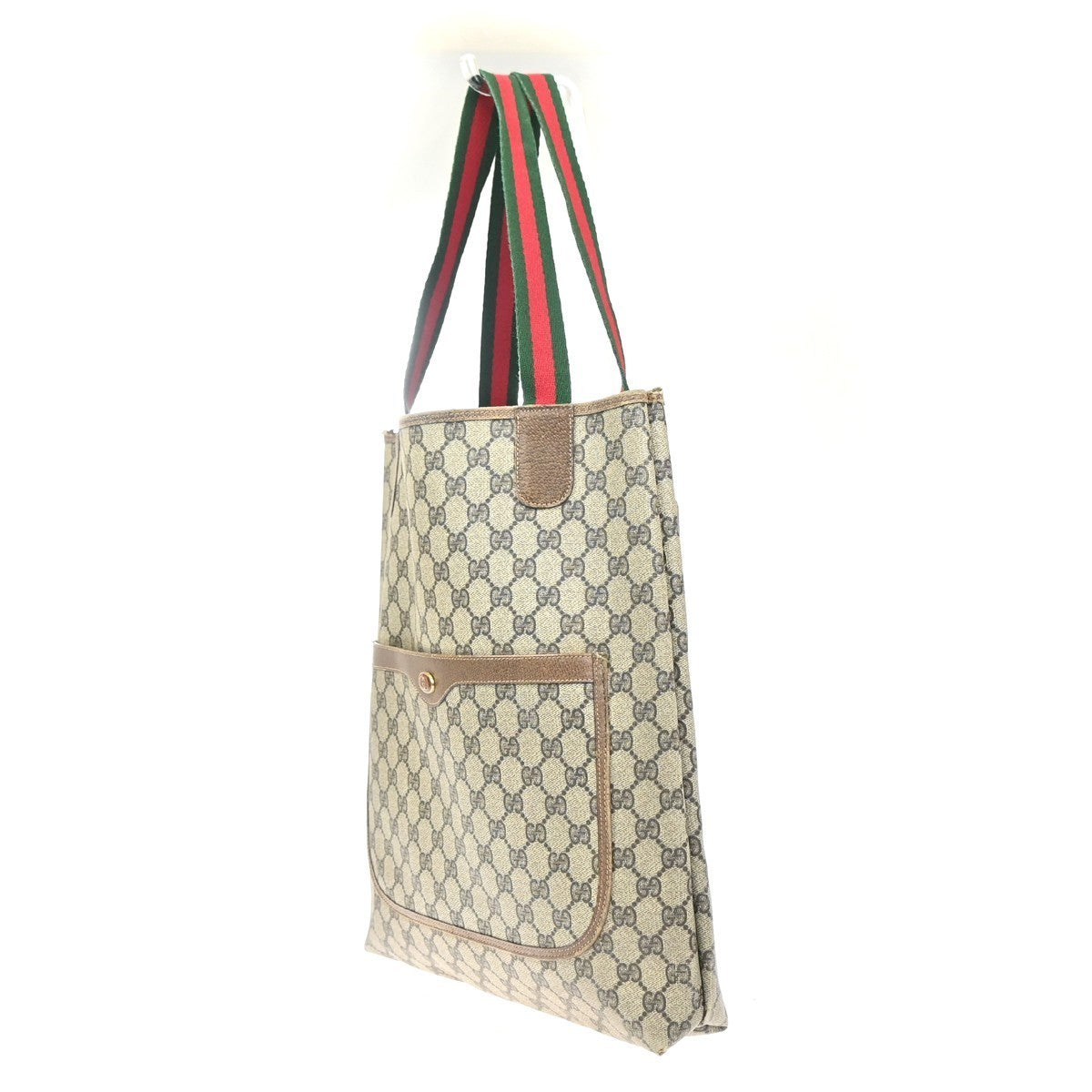 GUCCI Logo GG Sherry Line Shoulder Tote Hand Bag PVC Leather Beige Italy 60MA456
