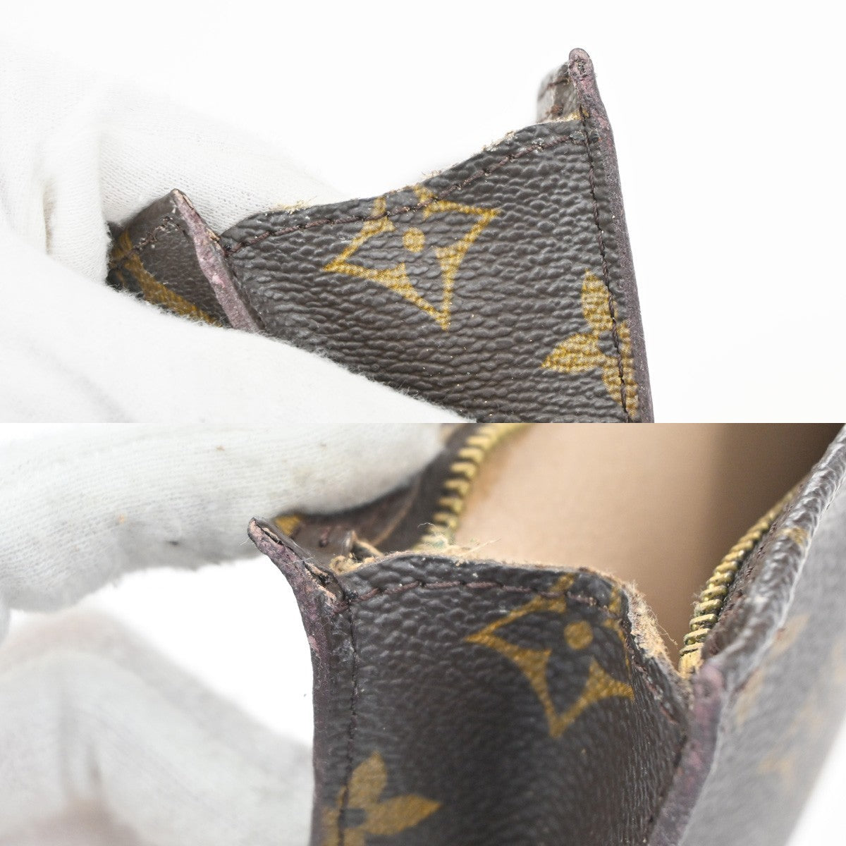 LOUIS VUITTON Logo Bucket GM Pouch Bag Monogram Leather Brown GHW USA 05KC932