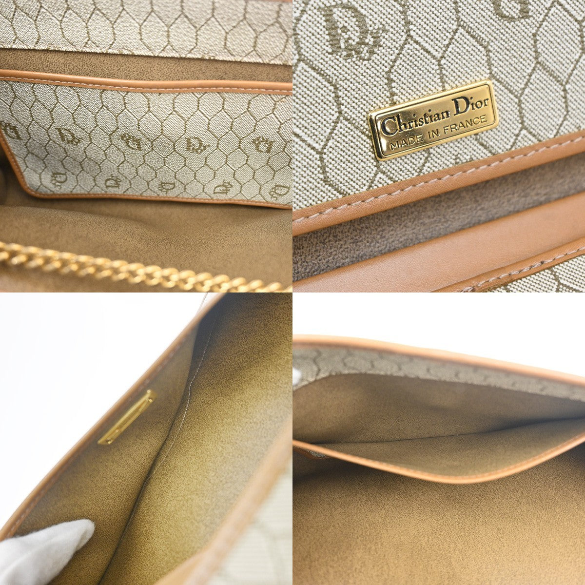 CHRISTIAN DIOR Honeycomb Pattern Shoulder Hand Bag PVC Leather BE France 32MA466