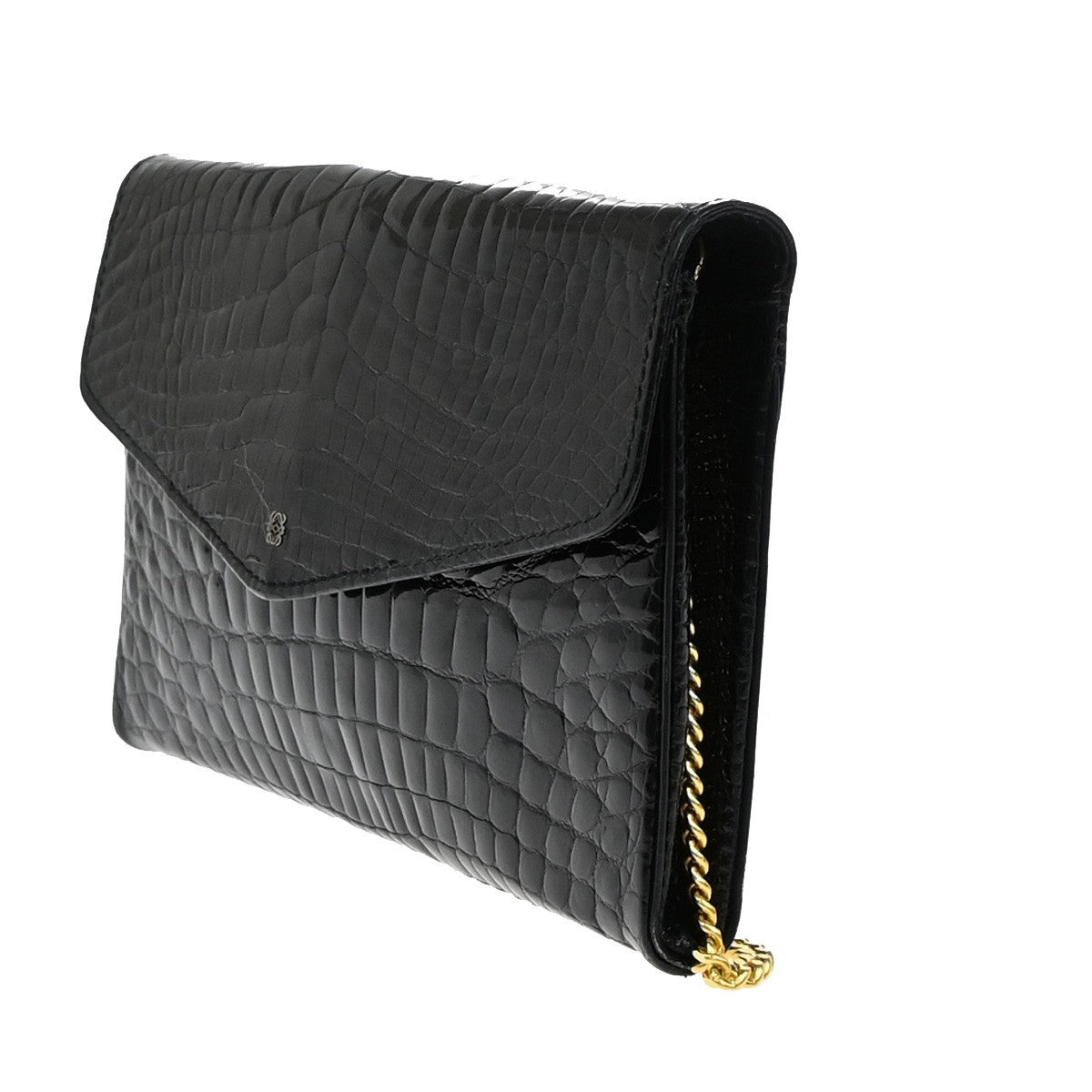 LOEWE Anagram 2way Chain Shoulder Clutch Bag Embossing Leather Brack 88KB476