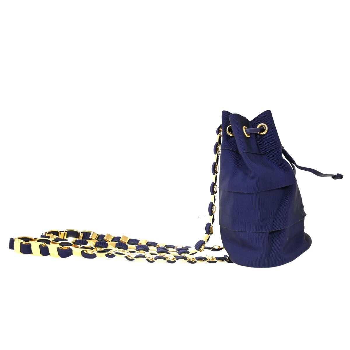 SALVATORE FERRAGAMO Vara Chain Bag Backpack Canvas Leather Navy Blue 63HB588