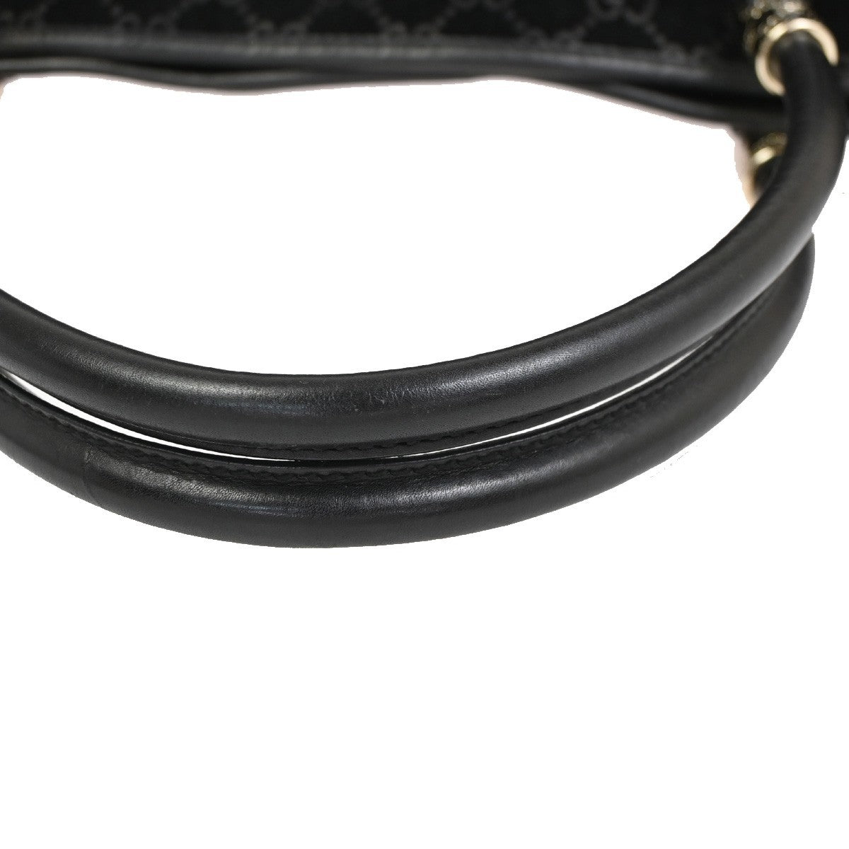 GUCCI GG Logo Sherry Line Shoulder Hand Bag Suede Leather Black Italy 10CA953