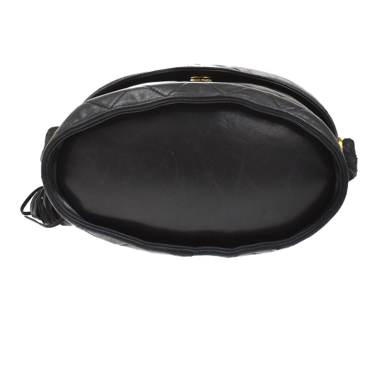 CHANEL CC Logo Matelasse Tassel Shoulder Vanity Bag Leather Black Italy 95KB241