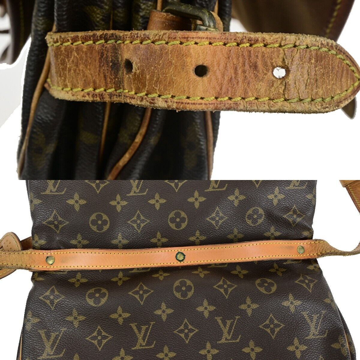 LOUIS VUITTON Logo Saumur 30 Shoulder Bag Monogram Leather Brown M42256 30HC017