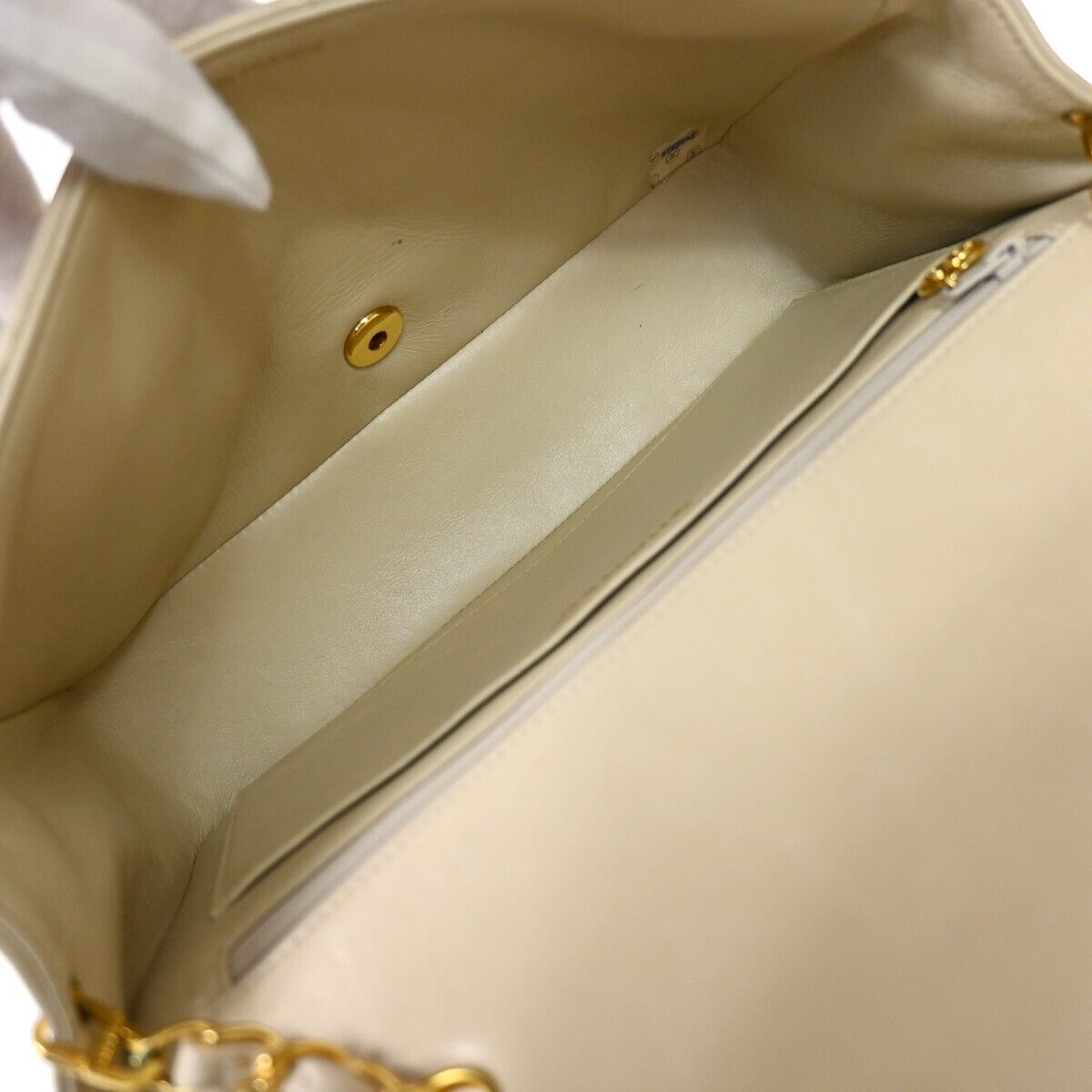 CHANEL CC Logo Diana Matelasse 25 Chain Shoulder Bag Leather Beige GHW 898RH912