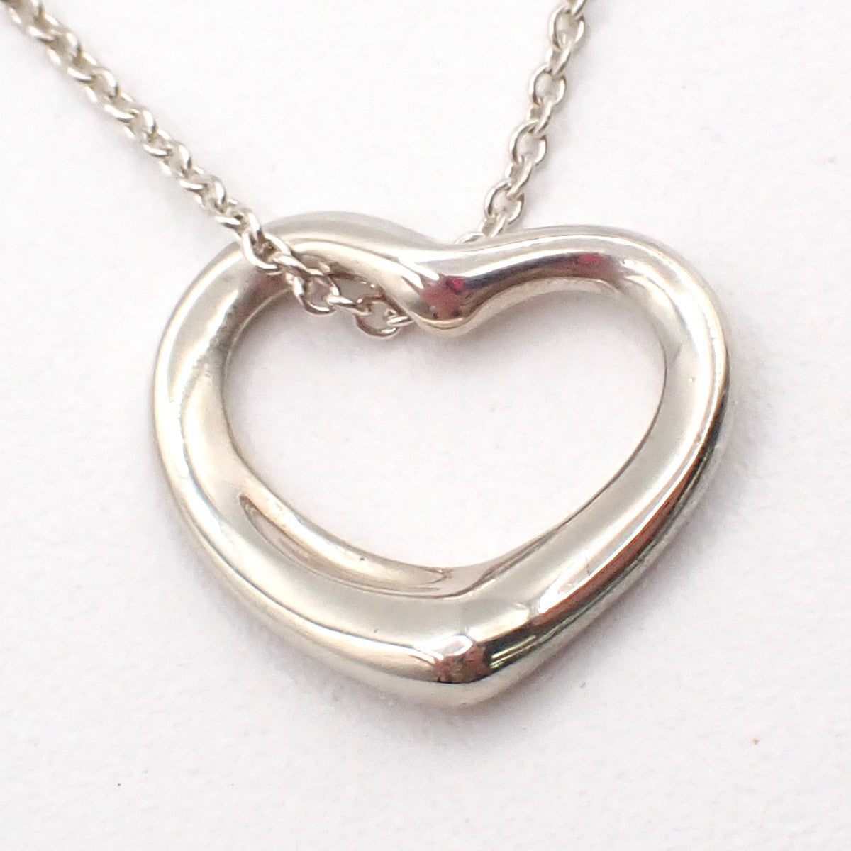 TIFFANY & CO. Logo Open Heart 16mm Chain Necklace Silver AG925 Spain 63TA574