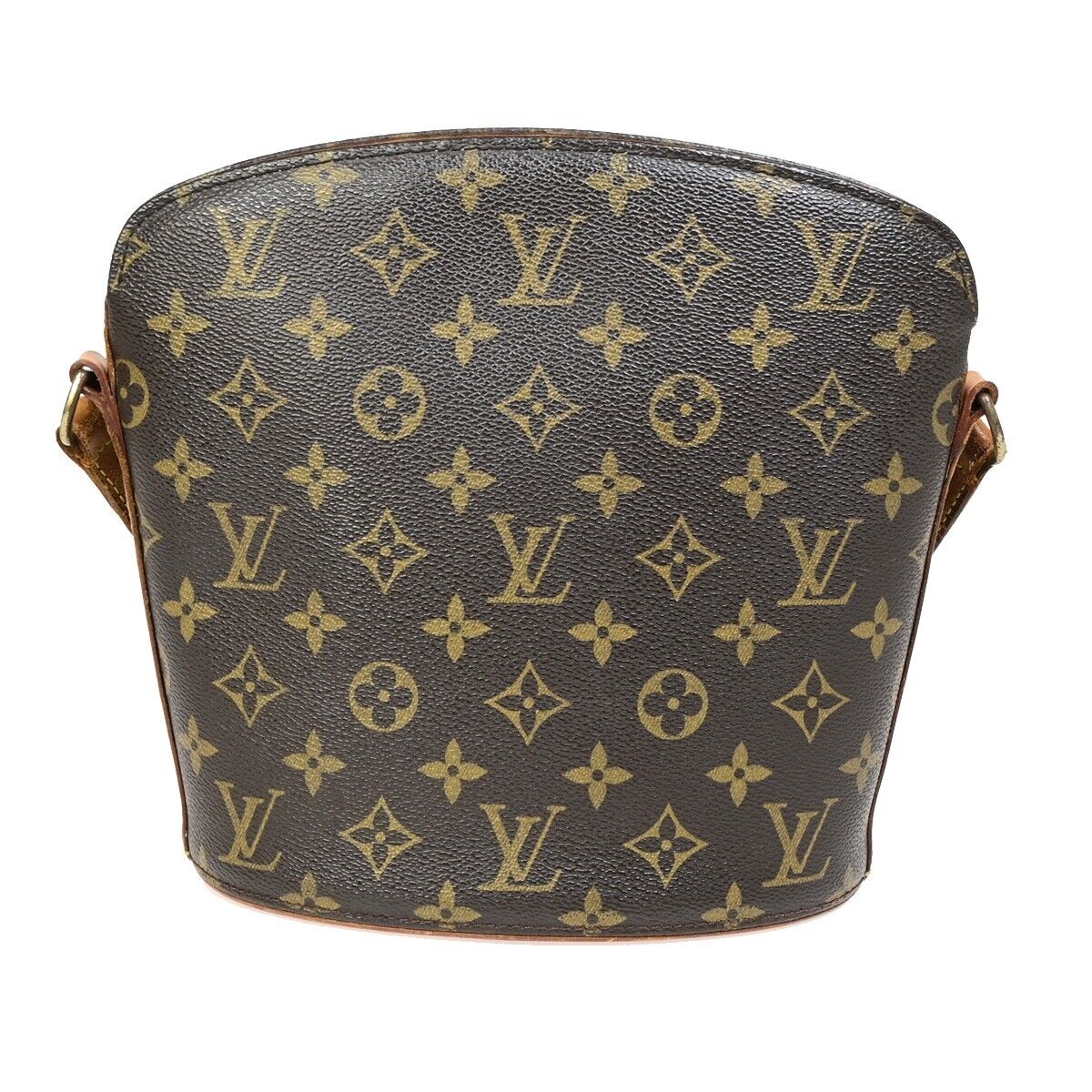 LOUIS VUITTON Logo Drouot Shoulder Bag Monogram Leather Brown M51290 31EB534