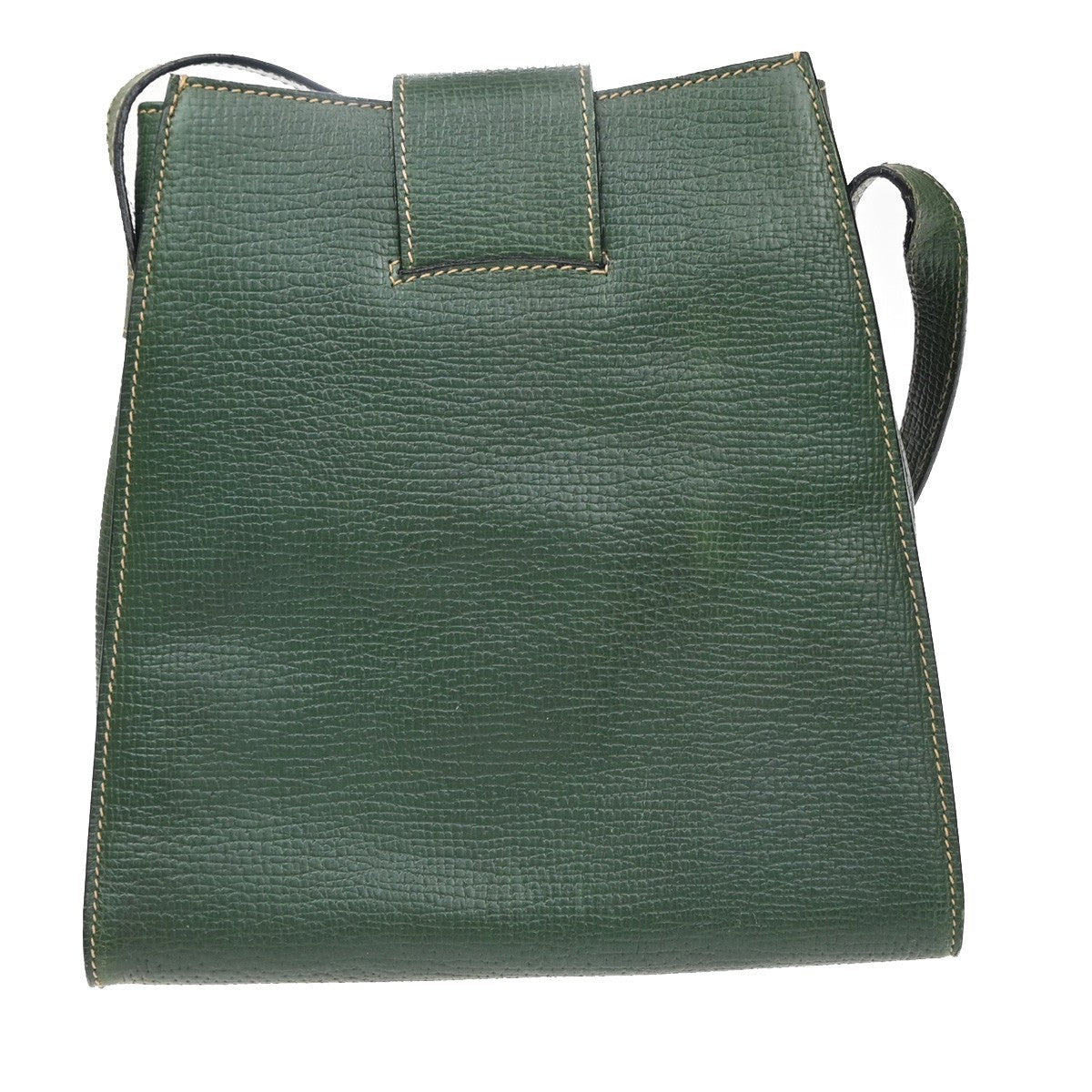 LOEWE Logo Turn Lock Shoulder Hand Bag Leather Green GHW Italy 86YJ123