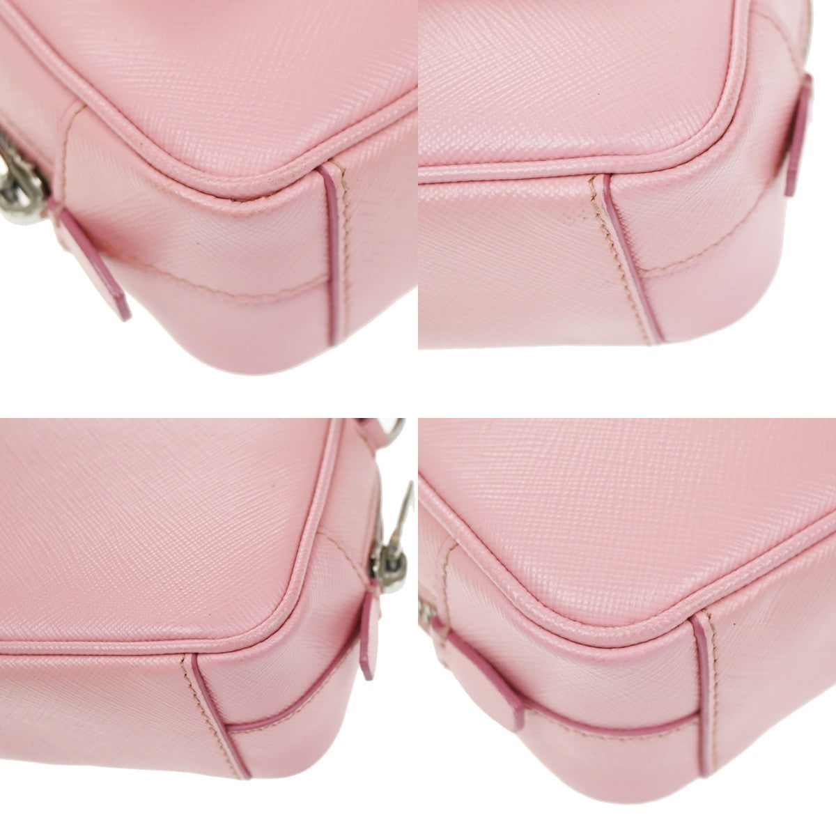 PRADA Logo Saffiano Fiocco Bow Min Shoulder Bag Leather Pink SHW Italy 74YH967