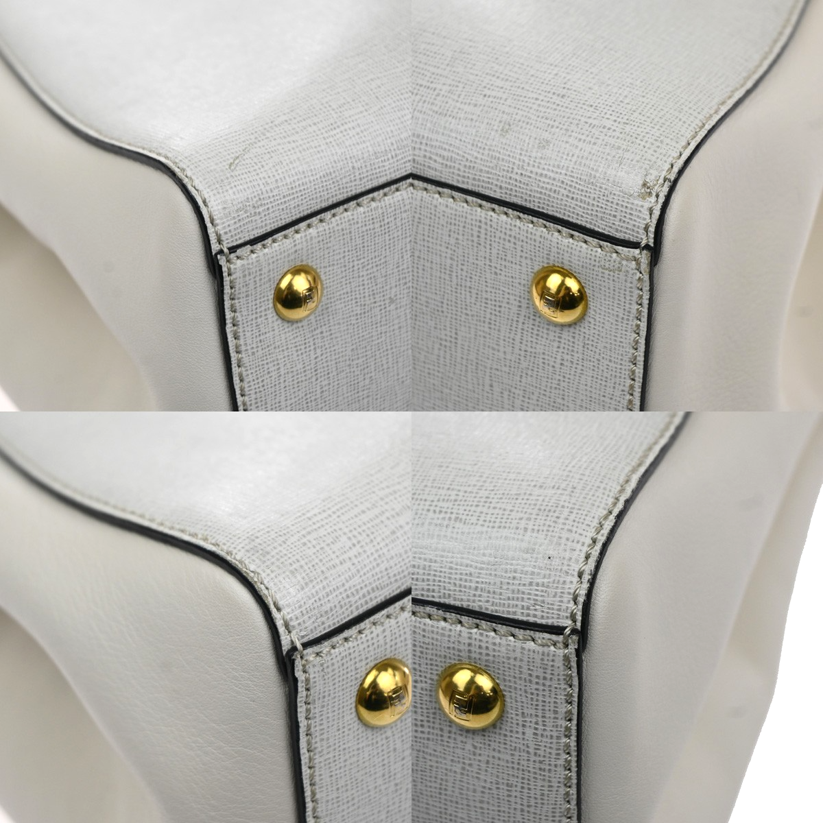 FENDI Logo 2Jours 2Way Shoulder Hand Bag Leather Charm White GHW Italy 70YH941