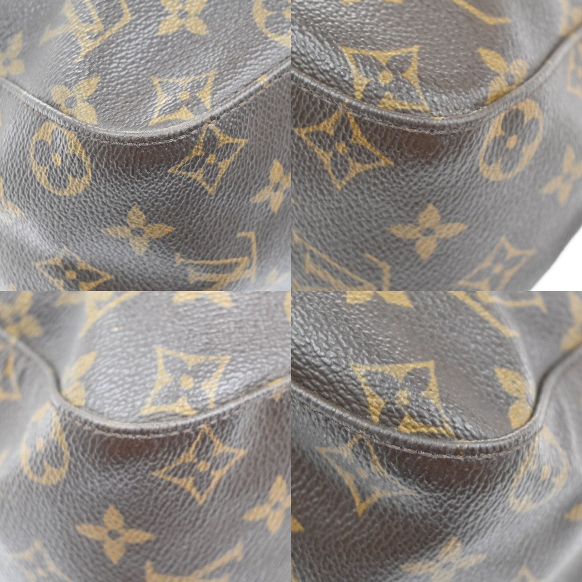 LOUIS VUITTON Logo Looping GM Shoulder Bag Monogram Leather Brown M51145 13KC475