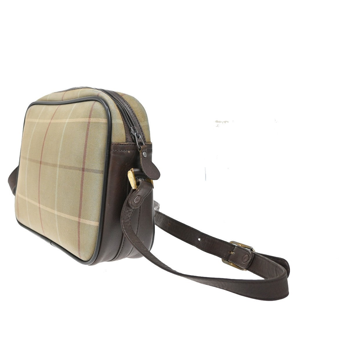 Burberrys Logo Shoulder Bag Check Canvas Leather Brown GHW 05KP098