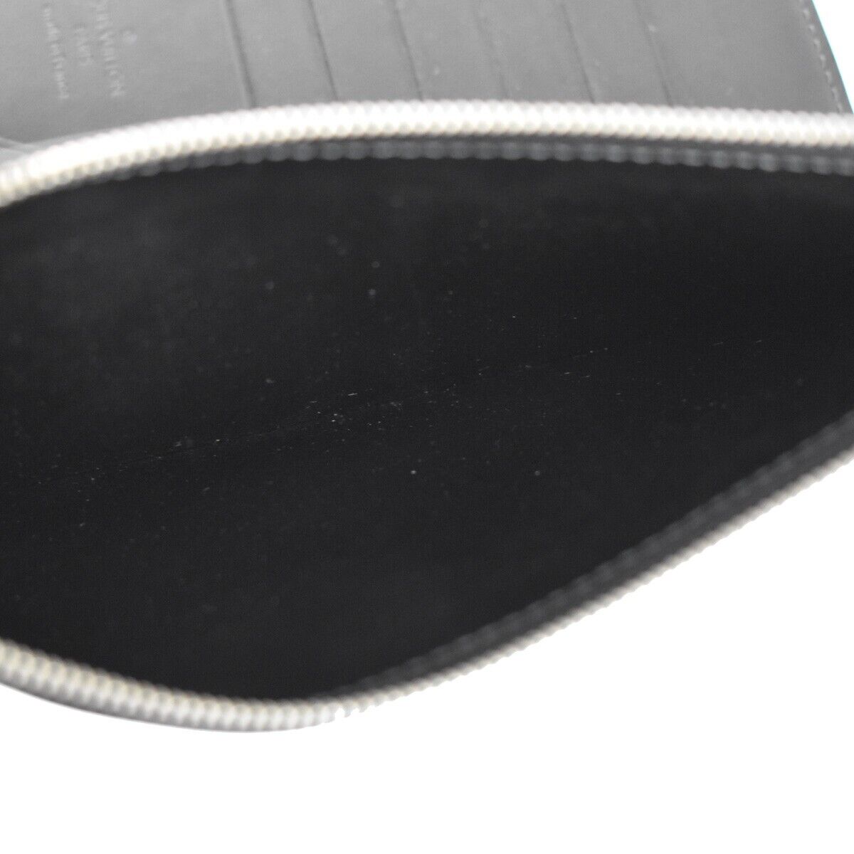 LOUIS VUITTON V line Zip Long ZBifold Wallet Leather Black Blue M61251 61SH086