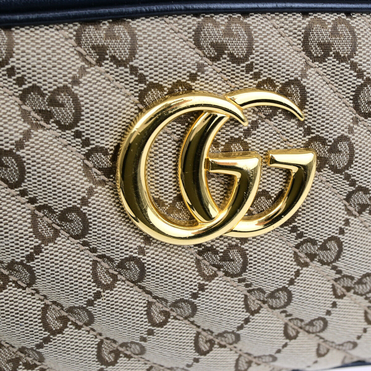 GUCCI Marmont GG Pattern Chain Shoulder Bag Canvas Leather BN BK GHW 687RK036
