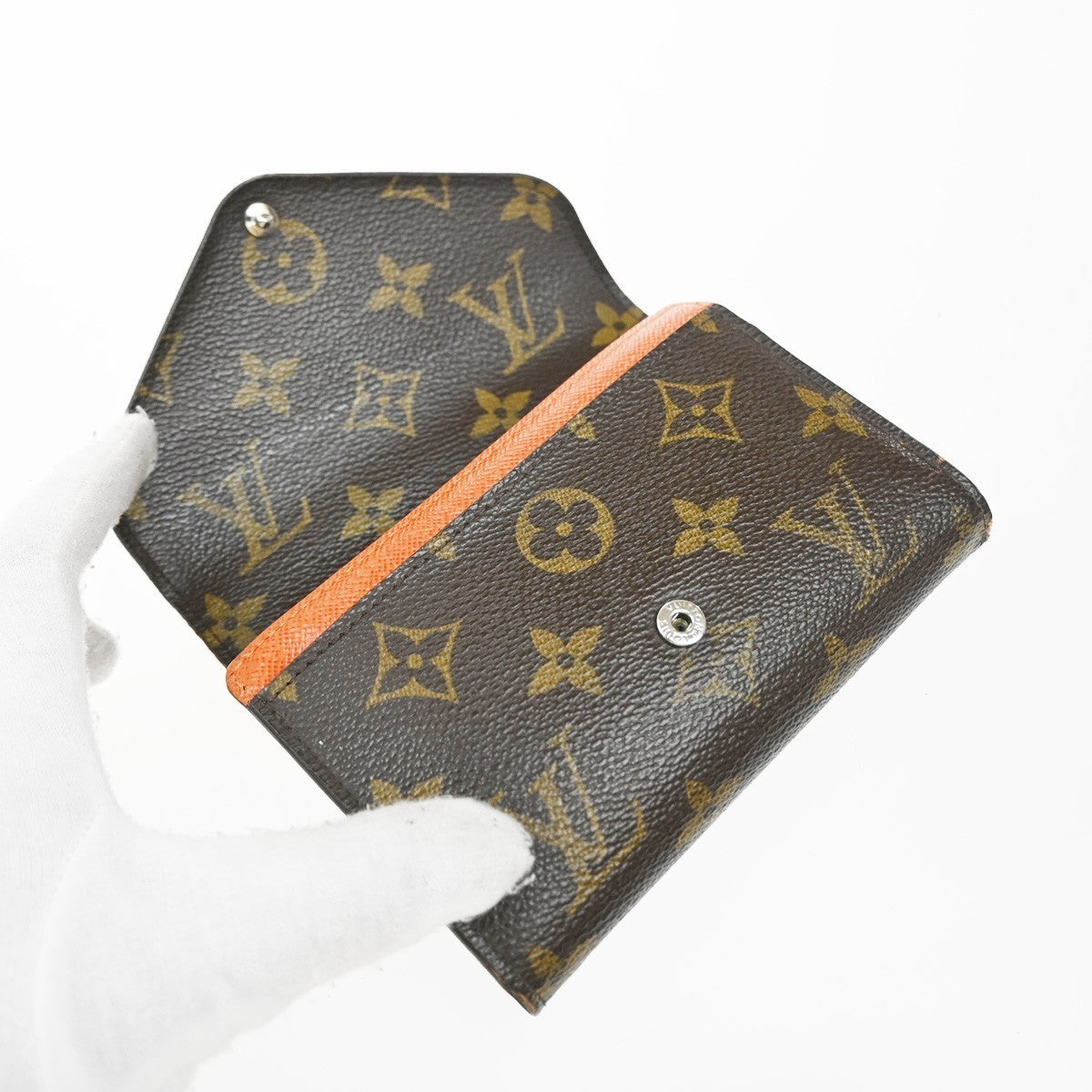 LOUIS VUITTON Marie Compact Wallet Monogram Leather Orange Brown M60495 04KP385