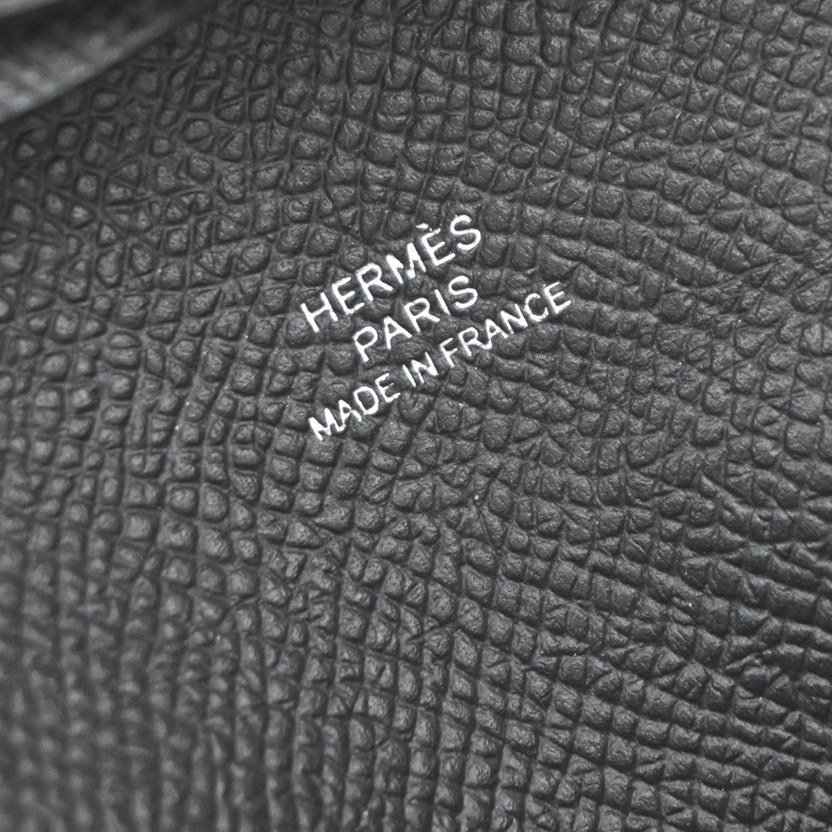 HERMES Logo Bastia Campact Wallet Coin Case Veau Epsom Leather Black 79LC620