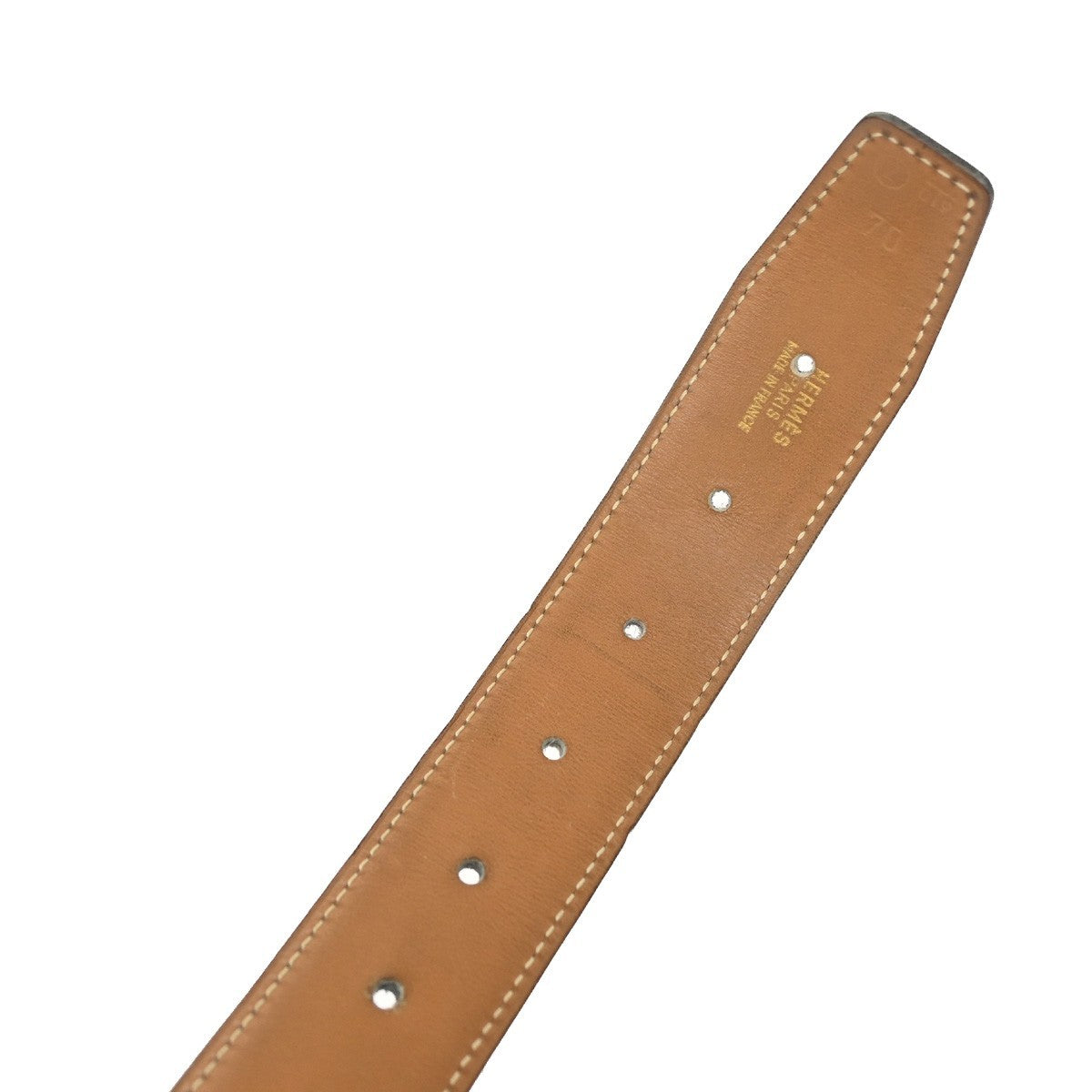 HERMES Constance H Logo Reversible Buckle Belt Leather Size 70 BK BN GHW 38RQ047