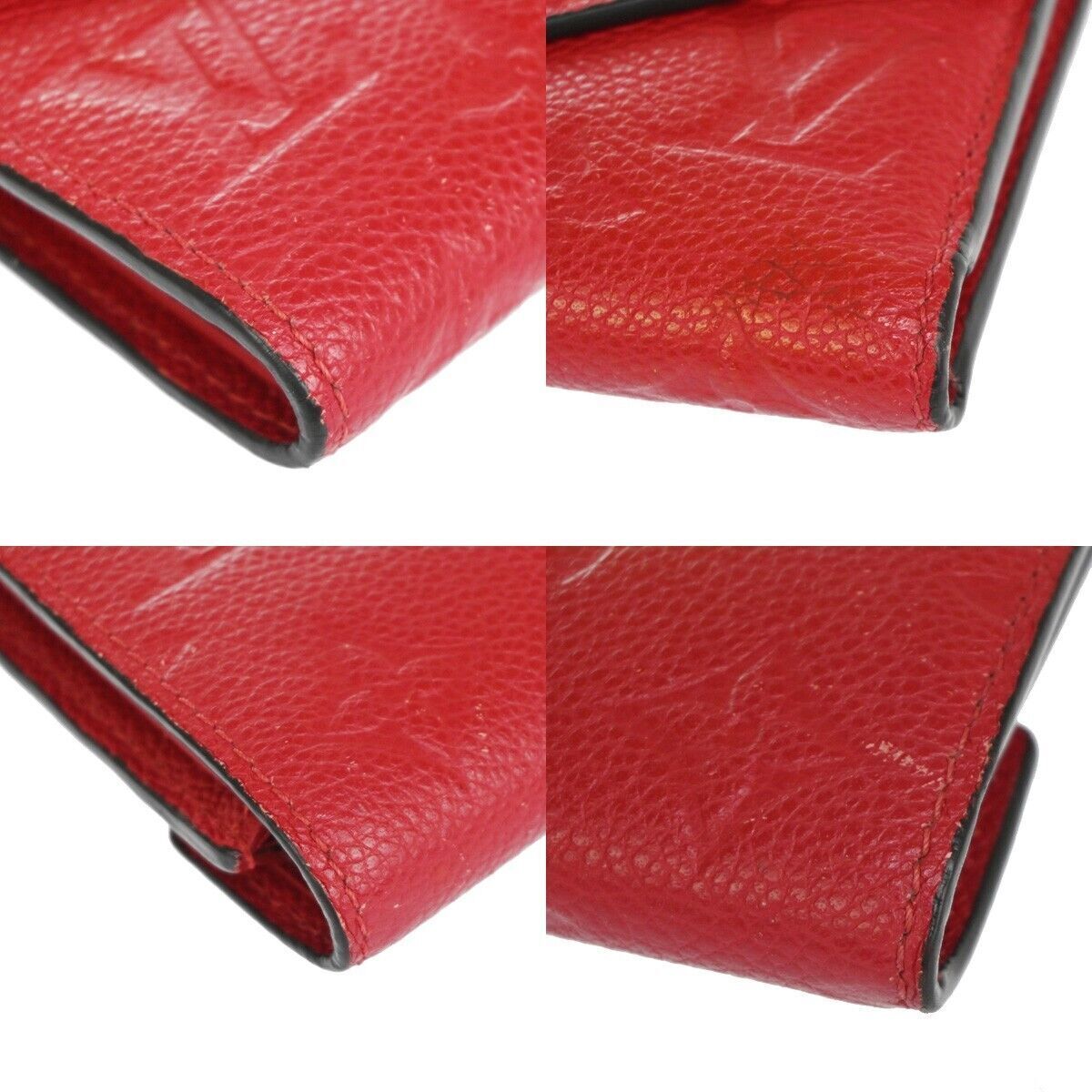 LOUIS VUITTON Victorine Trifold Wallet Monogram Empreinte Red M63701 31YC416