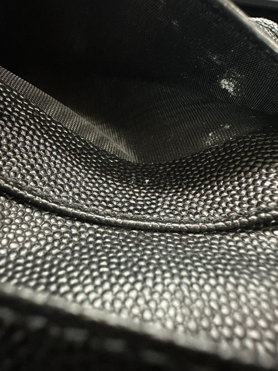 SAINT LAURENT YSL Logo Bifold Purse Wallet Leather Black GHW 38CB050