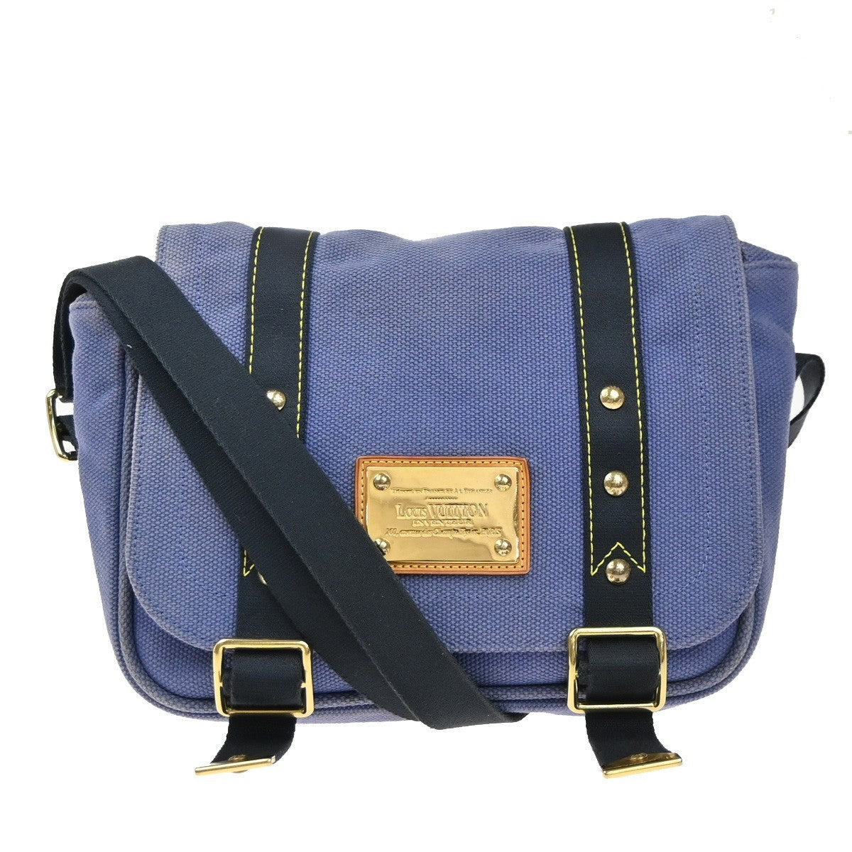 LOUIS VUITTON Busas PM Shoulder Bag Antigua Canvas Leather Blue M40073 65KP572