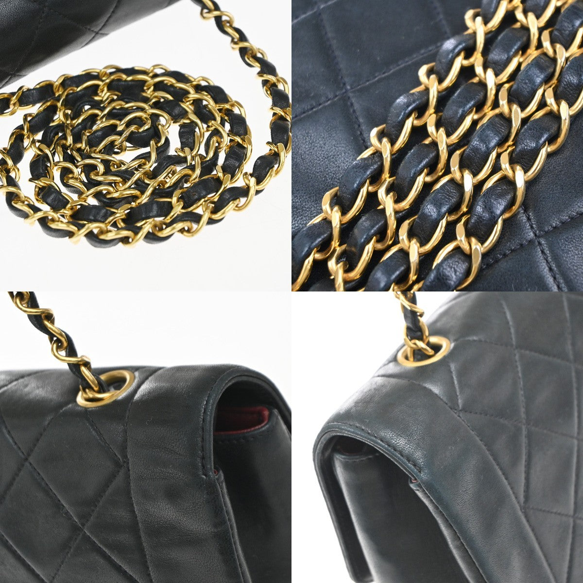 CHANEL CC Diana Matelasse 22 Chain Shoulder Bag Leather Beige Vintage 880RP112
