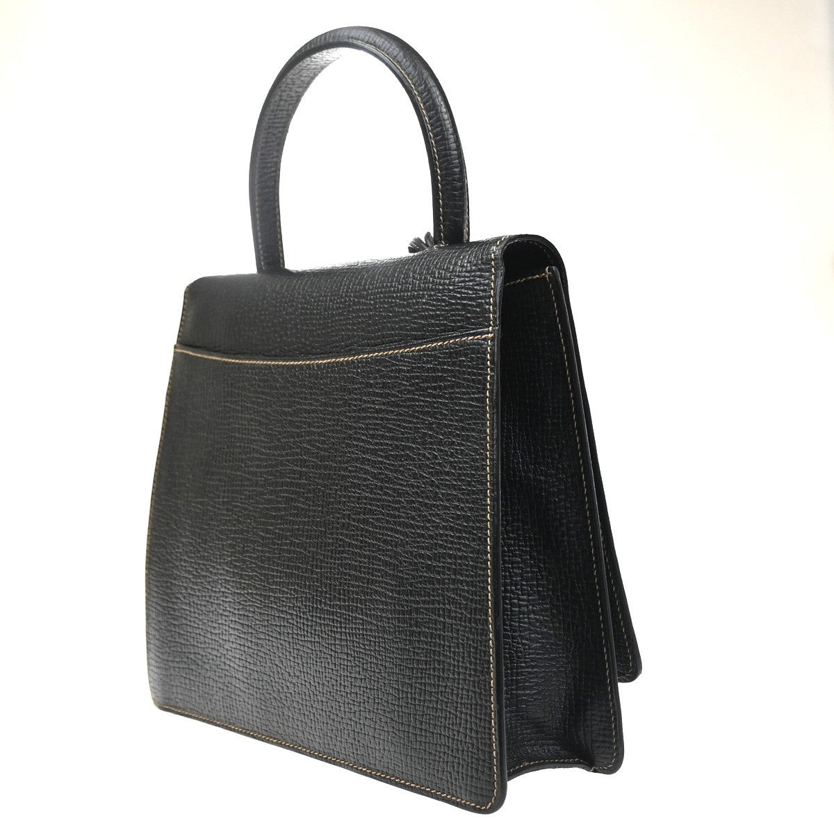 LOEWE Logo Barcelona Shoulder Hand Bag Leather Black GHW Spain 87YH942