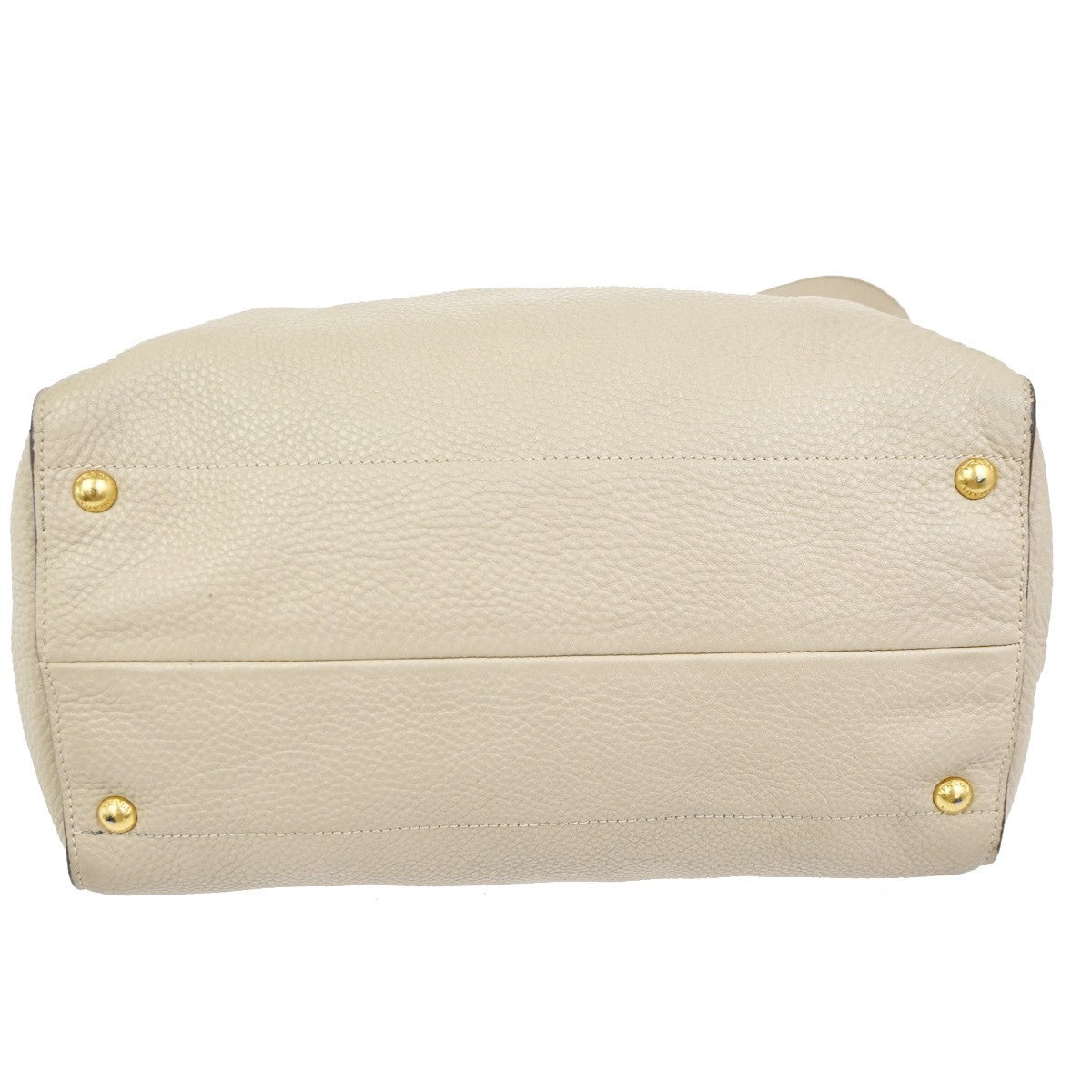 PRADA Logo Large 2Way Shoulder Hand Tote Bag Leather Beige GHW Italy 80KC640