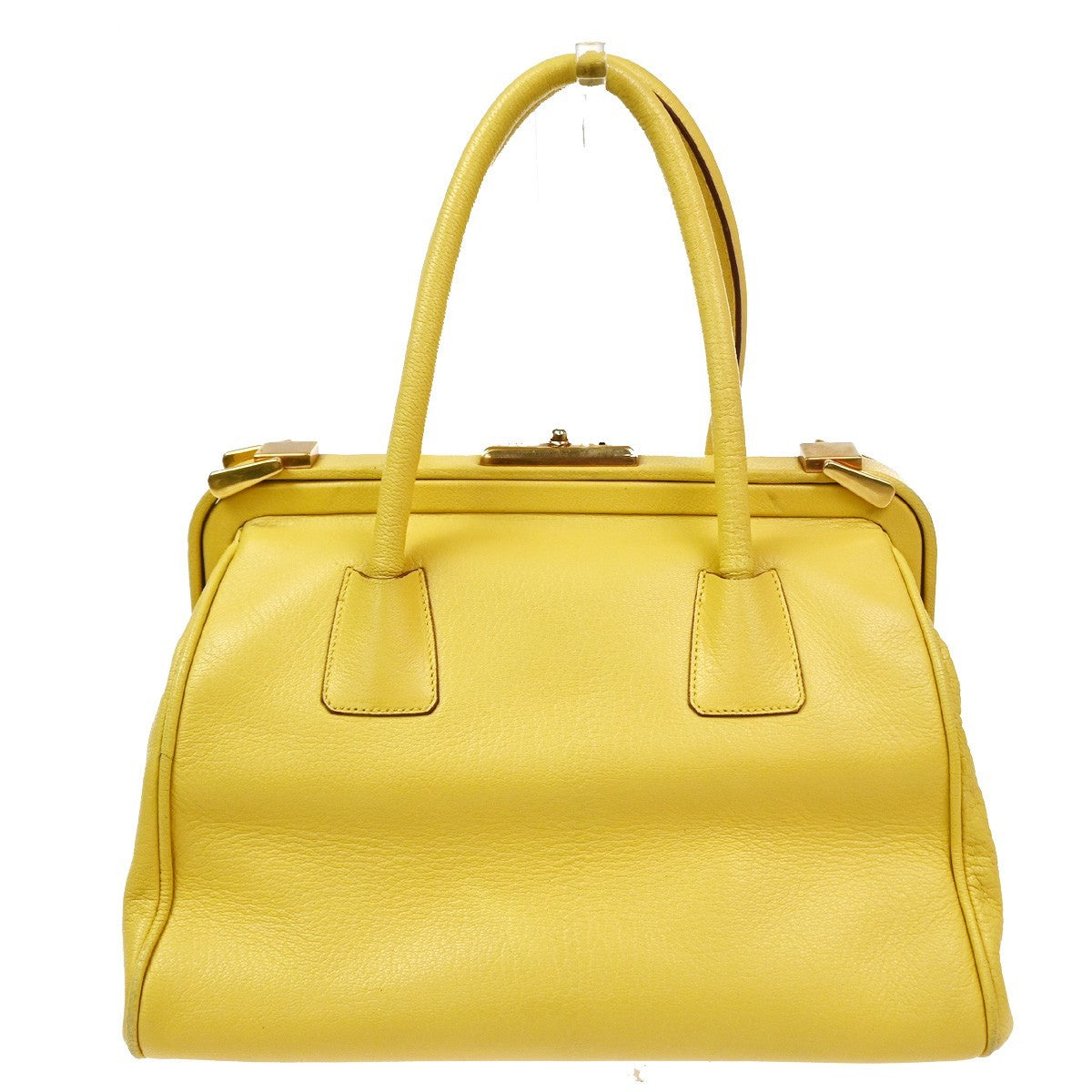 PRADA MILANO Doctor's Hand Bag Leather Yellow GHW Italy 83TA671