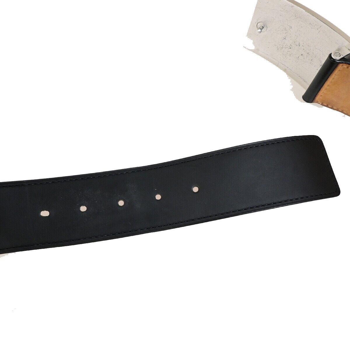 LOUIS VUITTON Logo Ceinture Jeans Belt Leather Black Silver Spain M6812 36FB286