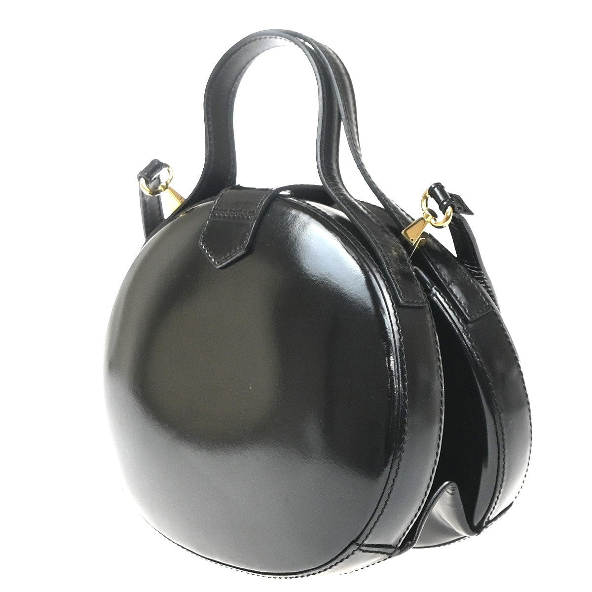 LOEWE Logo Anagram 2way Shoulder Hand Bag Patent Leather Black GHW Spain 76MA560