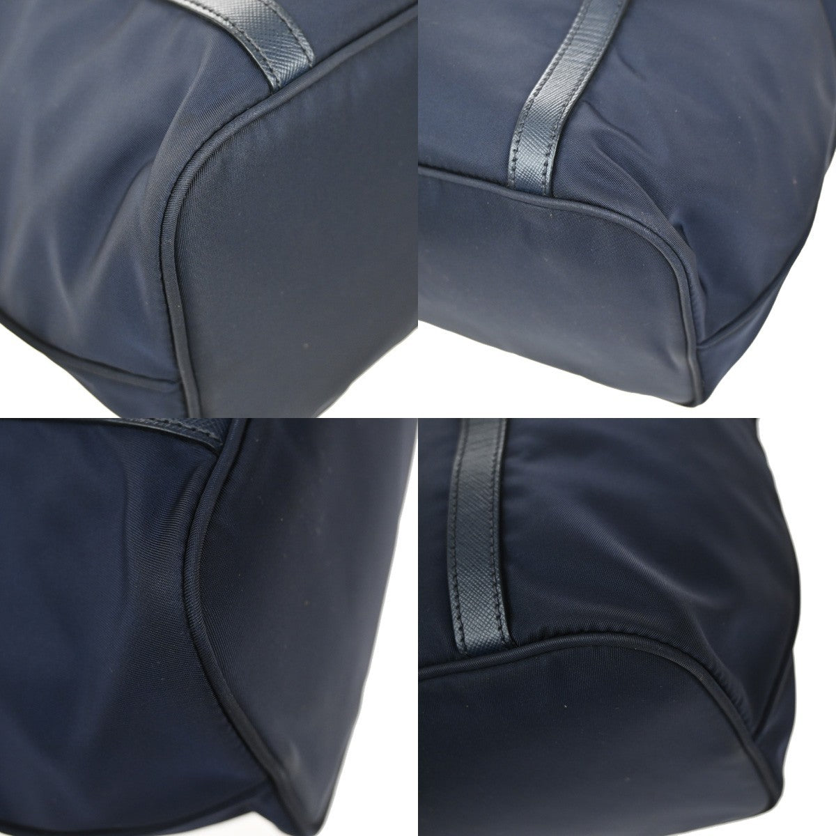 PRADA Logo 2Way Shoulder Hand Bag Nylon Leather Navy Blue GHW 1BG253 79KB502
