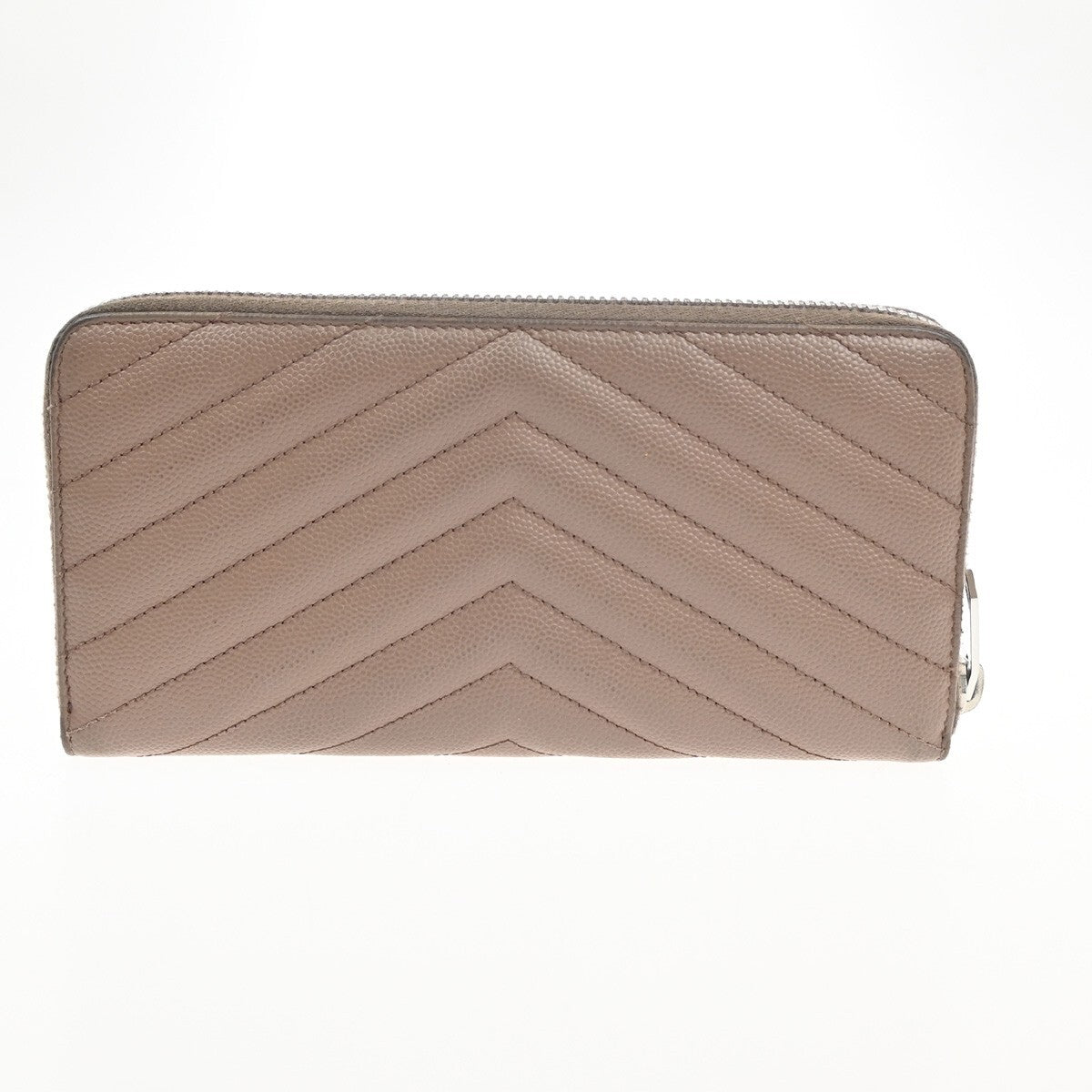 SAINT LAURENT YSL Logo Zipper Aroung Long Wallet Leather Brown SHW 64EF031
