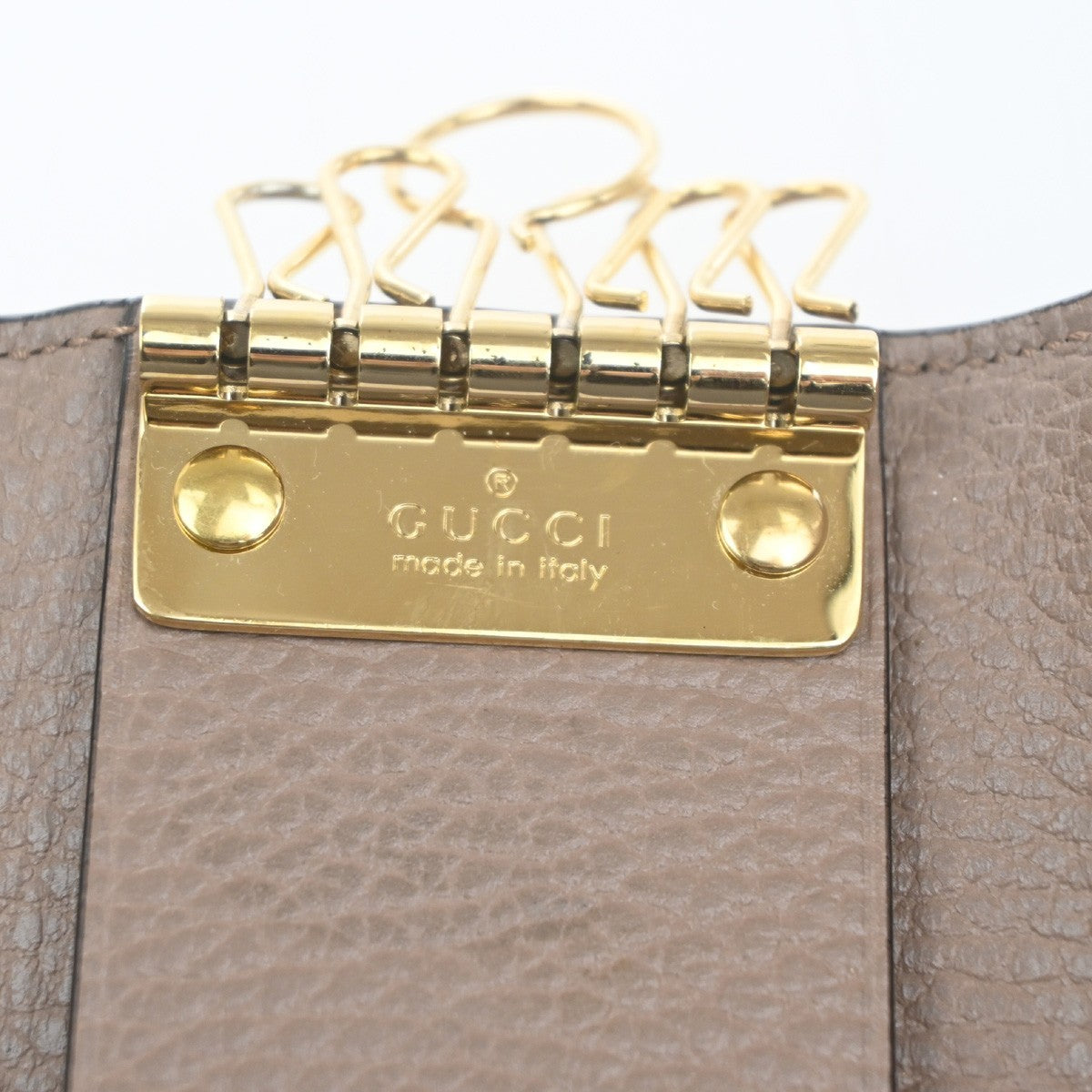 GUCCI Logo GG Marmont 6 Hook Key Case Supreme Leather Beige Italy GHW 61RL941